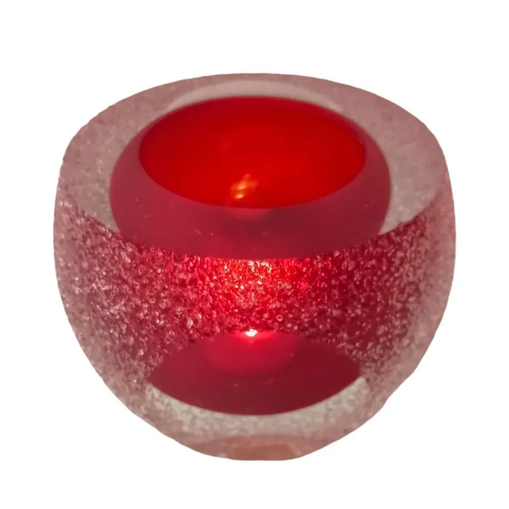 Fifth Ave Crystal‎ Candle Holder Geode Sugar Textured Red Tealight Votive GOTH.
